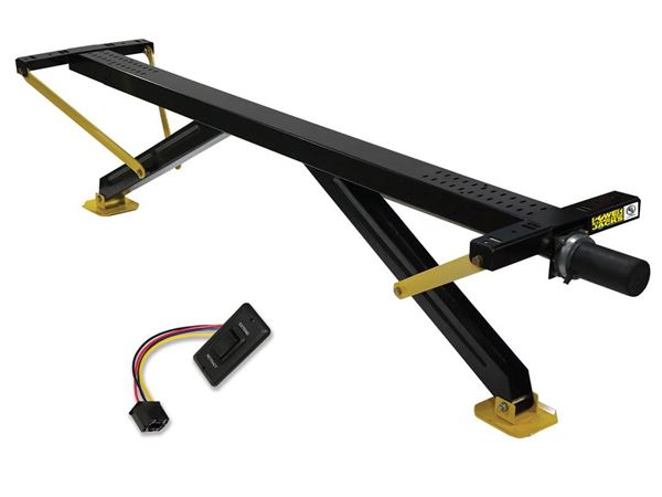 Picture of Trailer Stabilizer Jack Stand; Use To Stabilize Motorhome/ Travel Trailer or Camper While Parked; Electric; Cross Frame Stabilizer; Bar Style; Steel; With Waterproof Switch Kit; Single Part# 82280 298707 