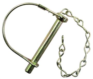 Picture of Trailer Coupler Safety Pin Clip; 5/16 Inch Diameter x 2-1/2 Inch Usable Length; With Snap Lock Bail Lock; Zinc Plated; Steel; With Pin Saver Part# 89481 01184 