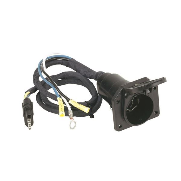 Picture of Trailer Wiring Connector Adapter; 7-Way Blade To 4 Flat; Vehicle End; Flexible Wire; With Dust Cover And Protective Wire Covering Part# 13166
