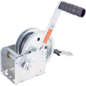 Picture of Trailer Boat Winch; Medium Duty; Hand Operated; 1800 Pound Line Pull Capacity; 2 Inch Width x 20 Foot Length Polyester Strap With Snap Hook; 9-1/2 Inch Handle Length Part# 16624