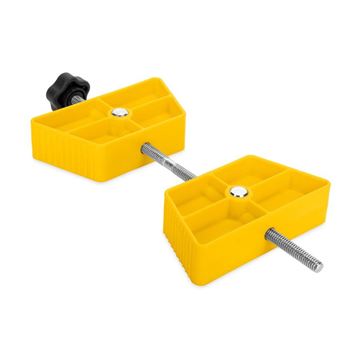 Picture of Wheel Chock; For Use With Tandem Tires; 26-30 Inch Diameter Tires; Spacing of 3-1/2 to 5-1/2 Inches; Yellow; Hard Plastic; Single Part# 81423 44622 