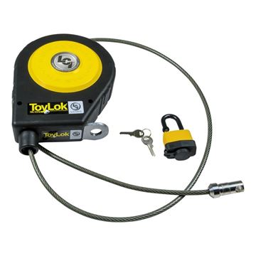 Picture of Cable Lock; ToyLok ®; 15 Foot Length Retractable Cable; Key Lock; With Padlock/ 2 Keys/ Nylon Case And Mounting Hardware Part# 32390 337120 