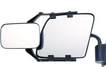 Picture of Exterior Towing Mirror; Clip On; 4-3/4 x 7-1/2 Inch; Adjustable; Glass Manual Adjust; Without Turn Signal Indicator; Without Heat; Non-Folding; Black; Single Part# 39630 11952 