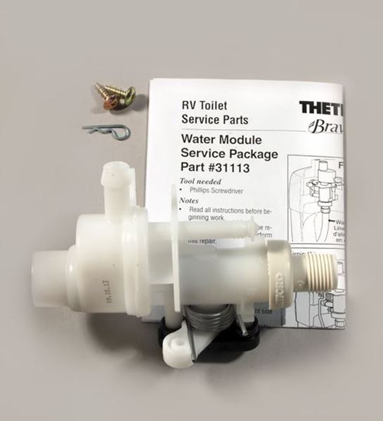 Picture of Toilet Water Valve Module; Use With Aqua-Magic ® Bravura Permanent Toilets; With Water Module/ 2 Screws/ Link Retainer Clip Part# 27446 31113