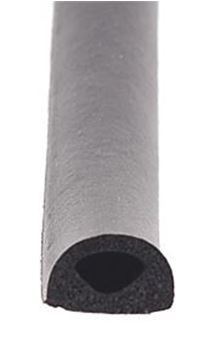 Picture of Door Window Channel Seal; Non Ribbed D Seal With White PSA Tape; 1/2 Inch Width x 3/8 Inch Height x 50 Foot Length; Black Foam Part# 13-1043  018-224