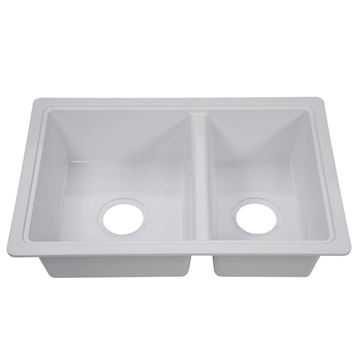 Picture of Sink; Better Bath; Double Kitchen Sink For 25 Inch x 17 Inch Basin; 23.94 Inch x 16.44 Inch Opening; Drop In/ Surface Mount; Without Faucet Mount; White Part# 21483 809030 
