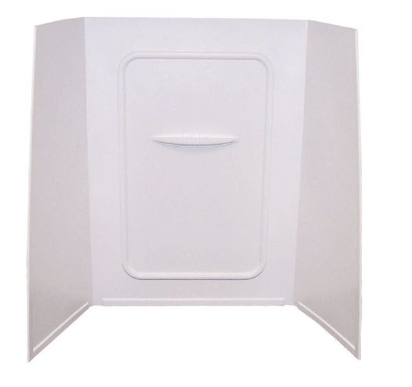 Picture of Shower Surround; Better Bath; 1 Piece Design; 24 Inch Length x 36 Inch Width x 59 Inch Height Bath Surround; White; Smooth Surface With Picture Frame Detail; ABS Plastic; For Use With 36 Inch Bathtub; With Single Wall Shelf Part# 21488 210305 
