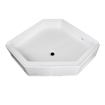 Picture of Shower Pan; Neo Angle; 34 Inch x 34 Inch x 9-1/2 Inch; Front Center Drain; White; High Impact ABS part # 10-1880