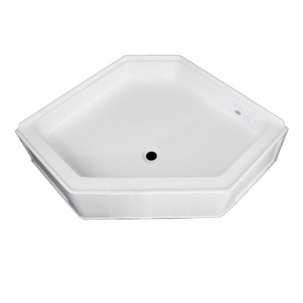 Picture of Shower Pan; Neo Angle; 34 Inch x 34 Inch x 9-1/2 Inch; Front Center Drain; White; High Impact ABS part # 10-1880